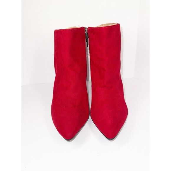 Red Pointed Toe Bootie Ankle Stilettos Boot Christmas Holiday Party Side Zip 8 - Picture 11 of 14